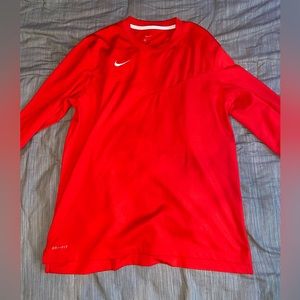 Red Nike Therma Sweatshirt Long Sleeve